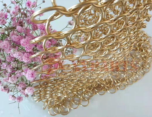Rideau en acier inoxydable Rose Gold Metal Ring Mesh pour le diviseur de l'espace