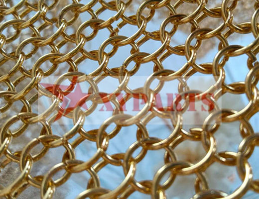 Rideau ignifuge en Mesh Curtain Restaurant Partition Ring en métal avec la couleur d'or