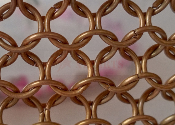 Bâche de l'acier inoxydable 10mm Ring Mesh Curtain As Outer Facade de couleur de cuivre
